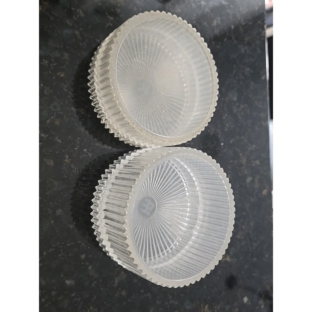 Helena Rubinstein Vintage Clear Ribbed W/ Lid Vanity Powder Box Lucite Set Of 2